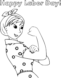 Online coloring book: A woman coloring book reminds about the labor day